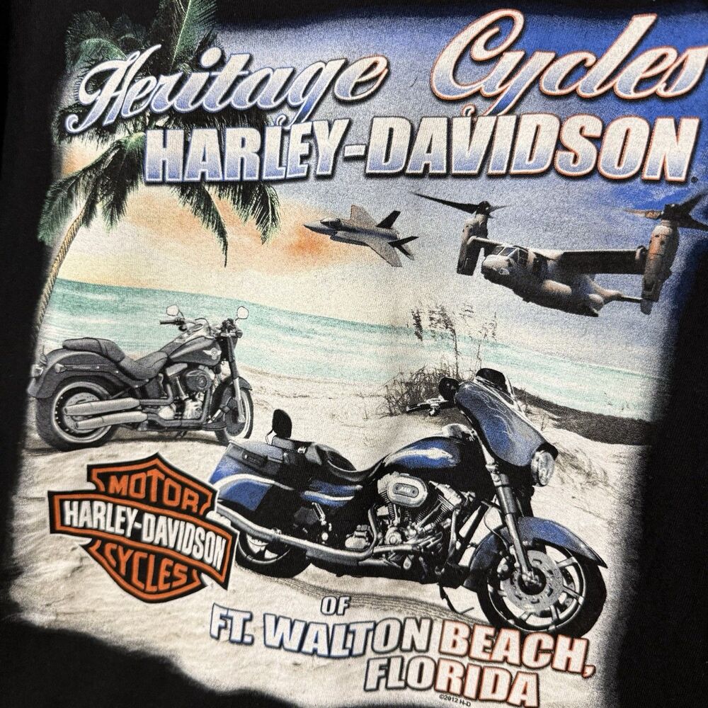 Harley Davidson Pocket T Shirt 2XL Motorcycles Graphic Black Fort Walton Beach